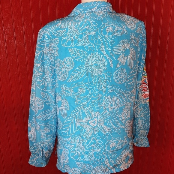 Vintage 80's Bob Mackie Silk Blouse M - Picture 3 of 8